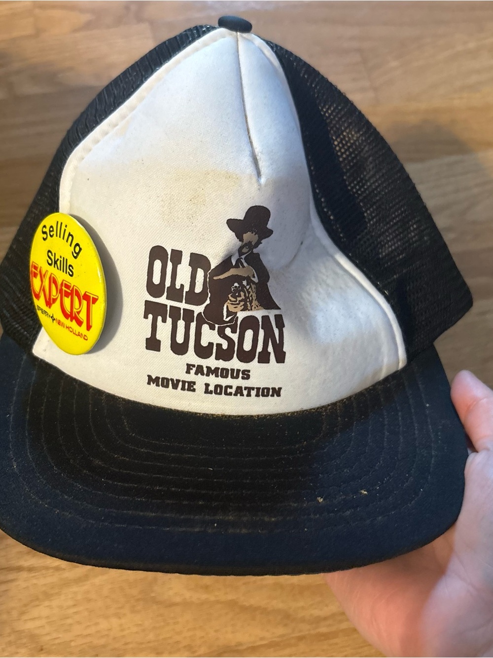 Vintage Old Tucson Black and White Trucker Hat Mesh SnapBack Movie Location